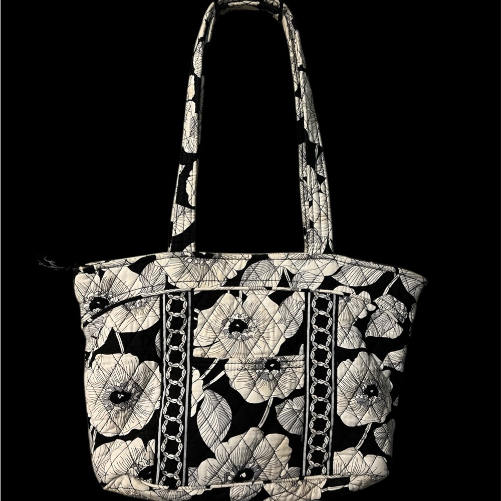 Vera Bradley Black & White Floral Quilted Tote / Laptop Bag /  Purse /Travel Bag
